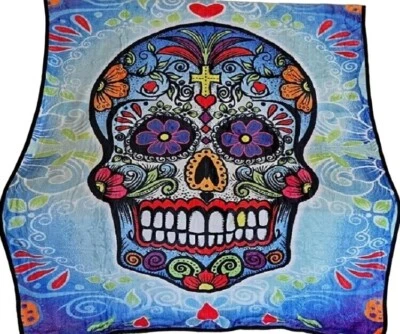 New Blue Plush Day of the Dead HUGE Sugar Skull Throw Gift Blanket Skulls Decor - Image 1 of 3