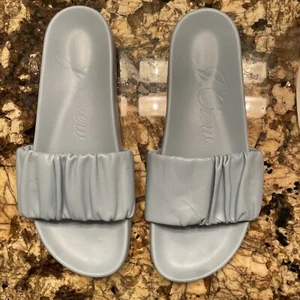 J Crew Pacific Scrunchie Marlow Blue Strap Slides Sandals Size 10 - Picture 1 of 7