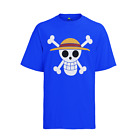 One Piece Monkey D. Luffy Anime Herren Bio T-Shirt Anime Manga Totenkopf Flagge