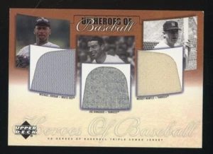2001 UD Heroes Of Baseball Michael Jordan Mickey Mantle Game-Used Triple Jersey - Picture 1 of 2