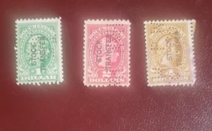 US IRS Stamp - Scott #RD12 ,#RD13 and #RD15 Stock Transfer Stamps Perfin - Picture 1 of 2