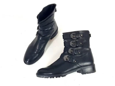 Botines de motociclista Stuart Weitzman Jitterbug de cuero negro talla 7 1/2 M Foto 1 de 4