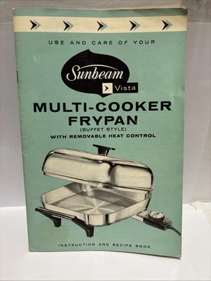 Sunbeam Vista Multi-Cooker Frypan instruction and recipe boo k vintage - Image 1 of 4