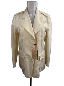 BERETTA NWT Italy Women's Creamy White Cotton Linen Blazer Jacket Sz 48 - 12 US - Picture 1 of 6