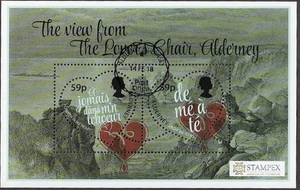 Alderney Lovers Chair Valentines Day min sheet fine used - Picture 1 of 1