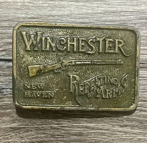 Winchester Repeating Arms New Haven Connecticut Western Style Brass Belt Buckle - Picture 1 of 4