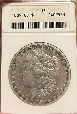 1889-CC Soapbox ANACS F 15 Morgan Silver Dollar - Image 1 of 4