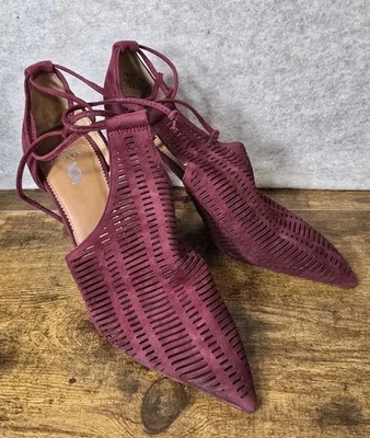 Sarto by Franco Sarto Krista perforated ankle wrap pumps in Bordeaux Size 7.5 - Image 1 of 4