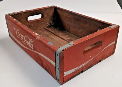 Portabotellas de soda de madera vintage Coca-Cola caja roja buen estado Foto 1 de 4
