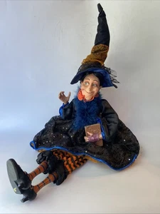 Bruja de Halloween con estante de libro de hechizos muñeca cuidador 24” vestido brillante posable con cable - Imagen 1 de 15