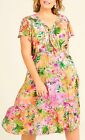 Ts Taking Shape Plus Size 24 / Xl Natural Tropical Sky Dress Tiered Soft Rrp$150