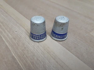 2 Vintage Washington National Insurance Co Advertising Metal Thimbles - Picture 1 of 3