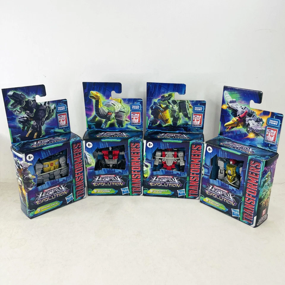 Juego de 4 figuras Transformers Legacy Evolution Dinobot Grimlock Sludge Slug Swoop Foto 1 de 4