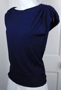 PHILOSOPHY REPUBLIC CLOTHING Women's Navy Blue Knit Exposed Zip Shoulder SS B... - Picture 1 of 6
