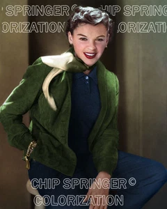 JUDY GARLAND Wearing a Suede Jacket & Scarf | 8x10 COLOR Photo by CHIP SPRINGER - Picture 1 of 1