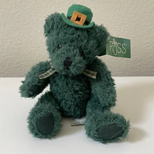 Peluche orsacchiotto verde russo con fiocco a quadri giorno di San Patrizio irlandese piccolo - Foto 1 di 6
