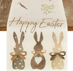 Mode Hasen Karotten Ostern Tischläufer, Abwaschbare Tischläufer Ostern, Osterdek - Bild 1 von 7