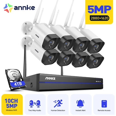 Sistema de cámara IP de seguridad de visión nocturna inalámbrico ANNKE 8CH NVR 5MP audio de 2 vías  Foto 1 de 4