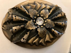 vintage estate large rhinestone flower belt buckle - Picture 1 of 2