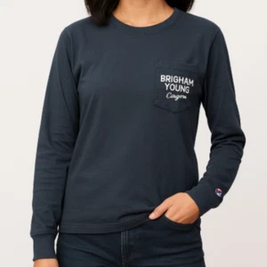 NWT Champion Tee Long Sleeve Crew Neck Brigham Young Cougars NCAA Ladies Size M - Picture 1 of 12