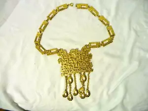 UNGEWÖHNLICH schönes Vintage goldfarbenes Statement Halskette Runway Stück - Bild 1 von 7