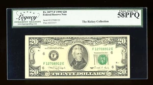 DBR 1990 $20 FRN Atlanta Fr. 2077-F Legacy 58 PPQ Serial F12708912E - Picture 1 of 2