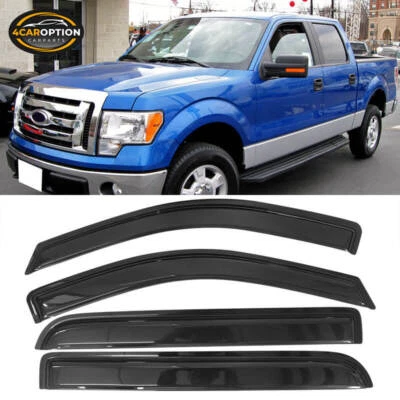 Fits 04-08 Ford F150 Supercrew Cab & Lincoln Mark LT Window Visors Rain Sun Foto 1 de 4