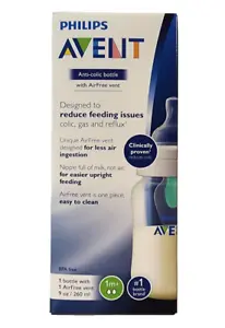 Philips Avent Anti-Colic Bottle With AirFree Vent 9 Oz  1 Mo+ Reduce Colic Gas - Picture 1 of 5