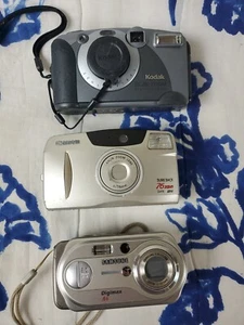 Lot Of 3 Digital Cameras Untested Kodak DC280 Canon Sureshot 76 Zoom Samsung A6+ - Picture 1 of 6