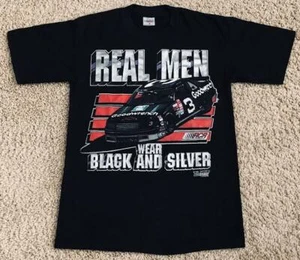 VTG 1990 Dale Earnhardt Sports Image Real Men Wear Black And Silver T-Shirt M - Picture 1 of 5