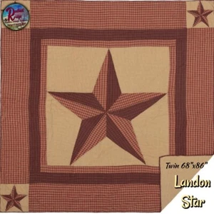 SALE Rustic Primitive Western Landon Star Twin Quilted Bedding 4 pc Set VHC - Picture 1 of 3