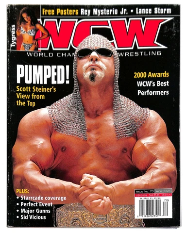 WCW wrestling Magazine Issue 70 Scott Steiner w/  Rey Mysterio poster wwe wwf Cover