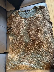 Women’s Macy’s Alfani 2X Brown & Beige Lace, Lined, Short Sleeve Shirt - Picture 1 of 17