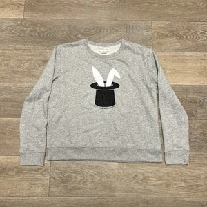 Kate Spade Felpa Donna XL Grigio Girocollo Broome Street Magic Orecchie di Coniglio - Foto 1 di 9