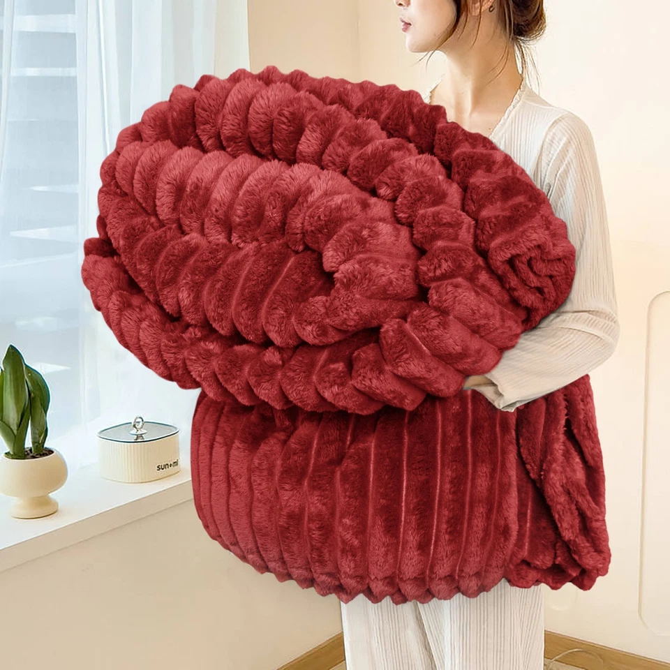 Manta polar microfelpa Queen mantas de lana ligeras y ultra suaves a rayas Foto 1 de 1