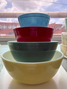Pyrex Primary Colors Nesting Mixing Vintage Bowls Set of 4 - 401, 402, 403, 404 - Picture 1 of 15