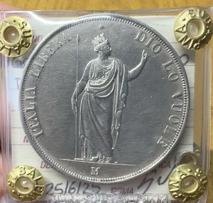 MONETA GOVERNO PROVVISORIO DI LOMBARDIA 5 LIRE 1848 sigillata BB/SPL SUBALPINA - Imagen 1 de 3