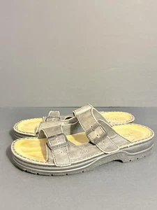 Naot Sandals Mens Size 11 Gray Leather Double Buckle Slide Adjustable Footbed - Picture 1 of 7