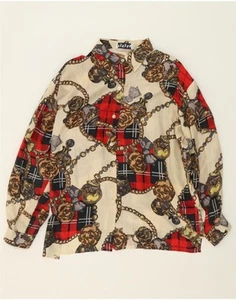 VINTAGE Womens Graphic Shirt Blouse UK 16 Large Beige Silk CM06 - Picture 1 of 4