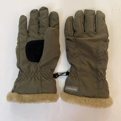 Guantes Woolrich para mujer talla M verde oliva gamuza vegana cuero palma forrados de vellón Foto 1 de 4