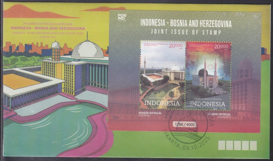 Indonesia - Indonesie Issue 2025-10-03 (FDC) Joint Issue with Bosnia - Image 1 of 1