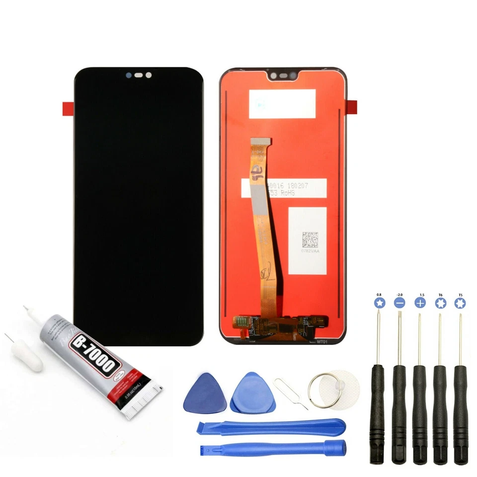 ECRAN COMPLET: VITRE TACTILE + LCD POUR Huawei P20 Lite 5.84" NOIR +OUTILS+COLLE - Photo 1/1