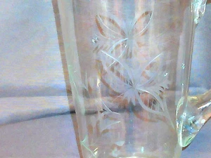 Vintage Handmade Etched Crystal Martini Pitcher 3-quart liquid volume - Picture 1 of 6
