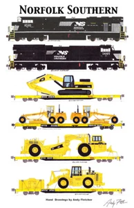 Tren tractor de construcción Norfolk Southern TTX 6 imanes Andy Fletcher - Imagen 1 de 1