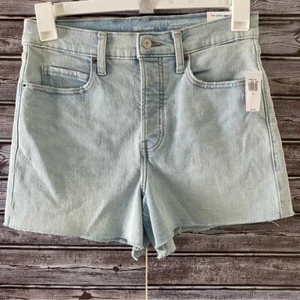 Pantaloncini jeans donna Old Navy Sky-Hi A-Line taglia 6 blu lavaggio chiaro orlo grezzo nuovi con etichette - Foto 1 di 6