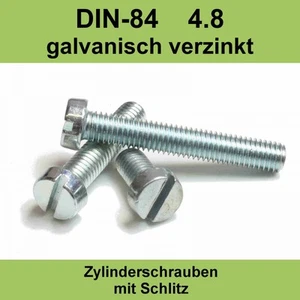 M 4 DIN 84 verzinkte Zylinderschrauben Zylinderkopfschrauben mit Schlitz M4x - Bild 1 von 3