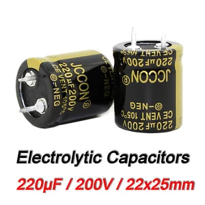 220uF (22 x 25 mm) 200 V Amplificador Audio Filtro de Potencia Condensadores Electrolíticos 105 °C - Imagen 1 de 6