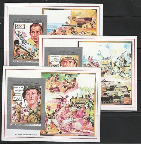 Comoro Island    1991    Sc # 760-62   WW II    3  s/s   MNH    OG Cover
