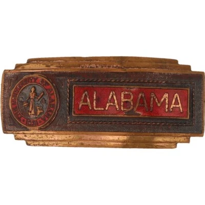 Antique 30s University Alabama Crimson Tide Roll Ua Football Vtg Belt Buckle - Image 1 of 4