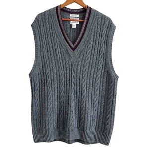 Jos A Bank Mens XL Merino Wool Cable Knit Sweater Vest Italian Preppy Classic - Picture 1 of 8